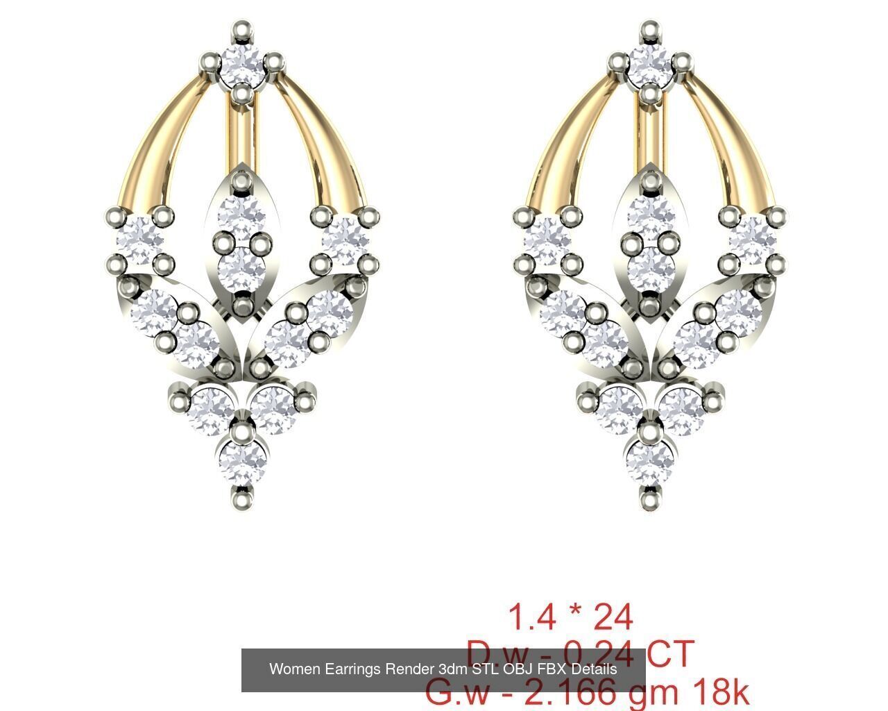 196 Women Earrings MTL MGX STL OBJ FBX Details Collection _49