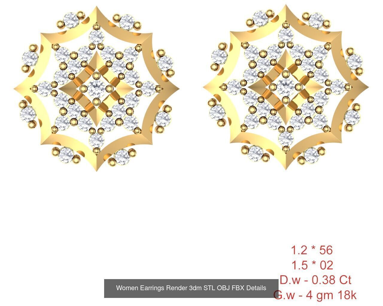 196 Women Earrings MTL MGX STL OBJ FBX Details Collection _66