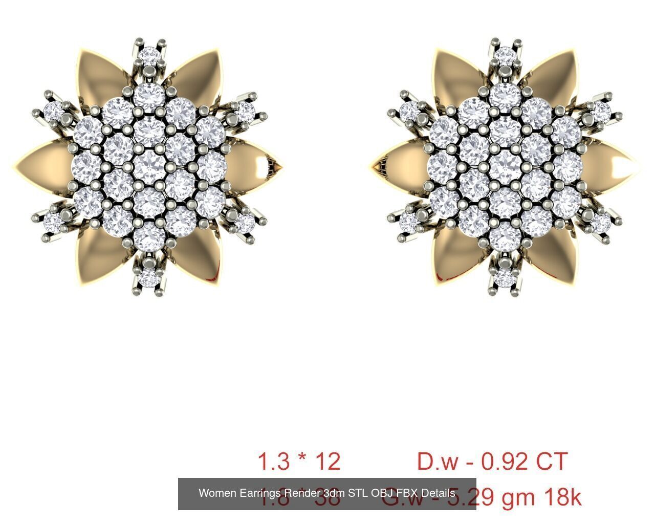 196 Women Earrings MTL MGX STL OBJ FBX Details Collection _55