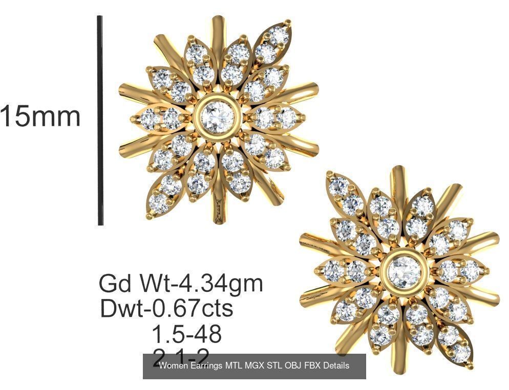 196 Women Earrings MTL MGX STL OBJ FBX Details Collection _159