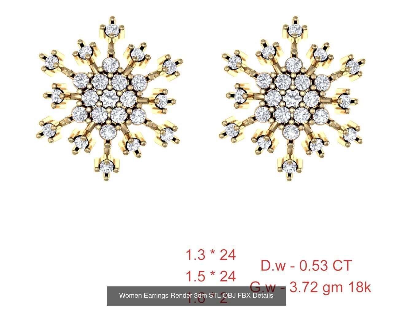 196 Women Earrings MTL MGX STL OBJ FBX Details Collection _53