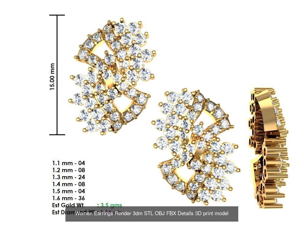 196 Women Earrings MTL MGX STL OBJ FBX Details Collection _198
