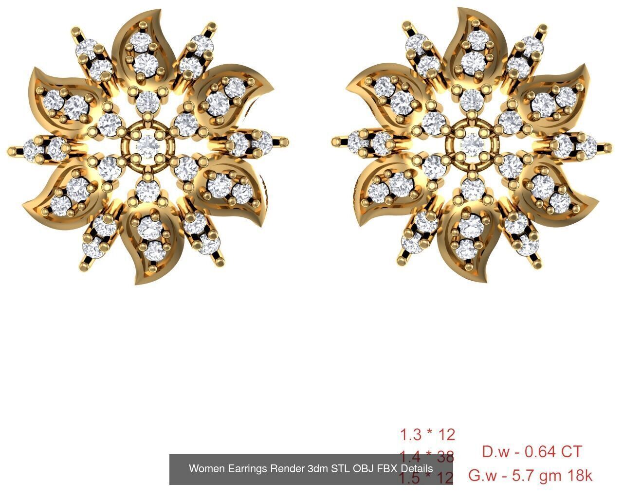 196 Women Earrings MTL MGX STL OBJ FBX Details Collection _70