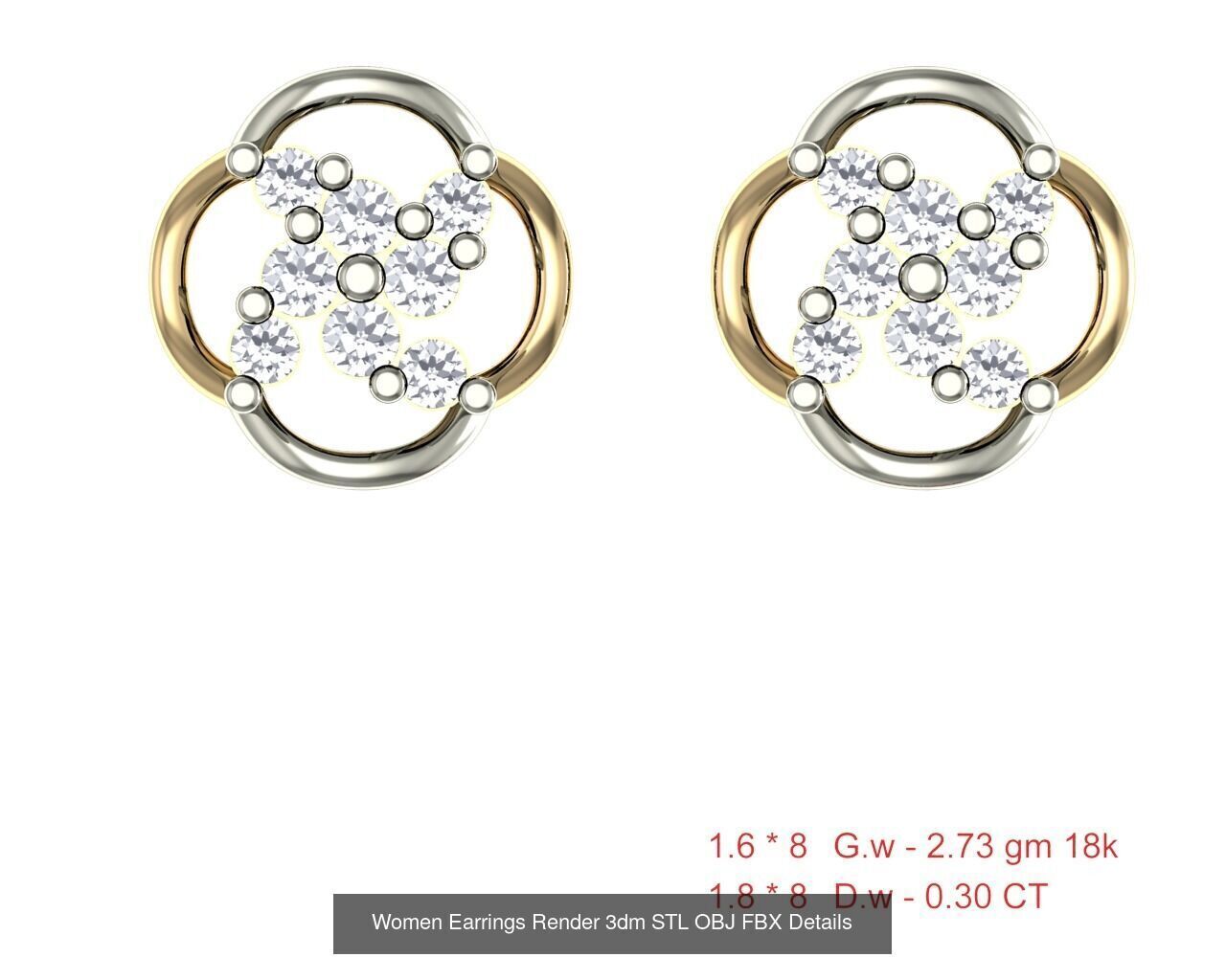 196 Women Earrings MTL MGX STL OBJ FBX Details Collection _45