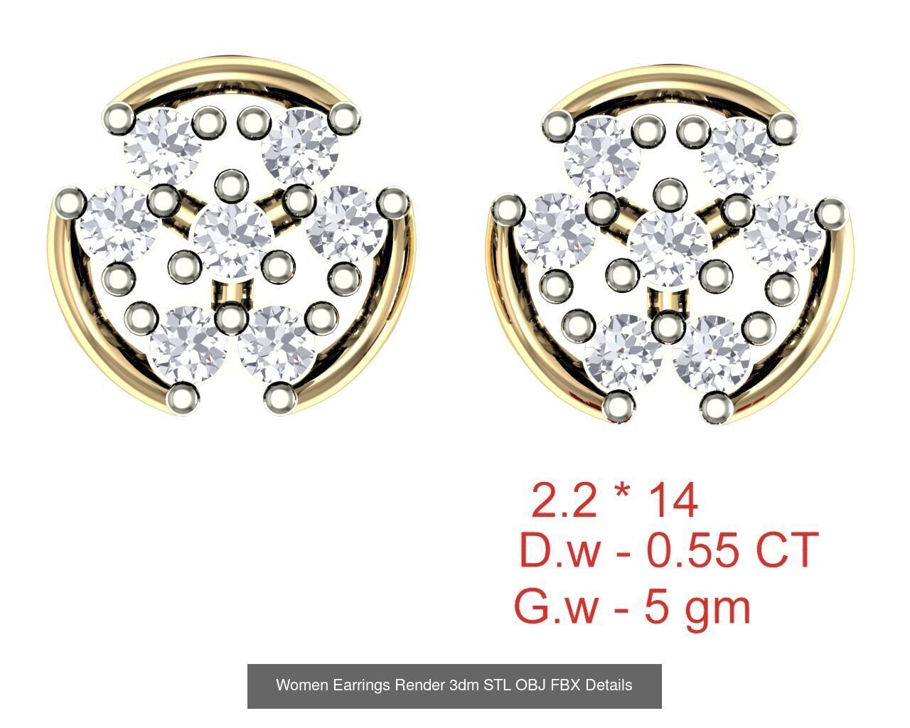 196 Women Earrings MTL MGX STL OBJ FBX Details Collection _31