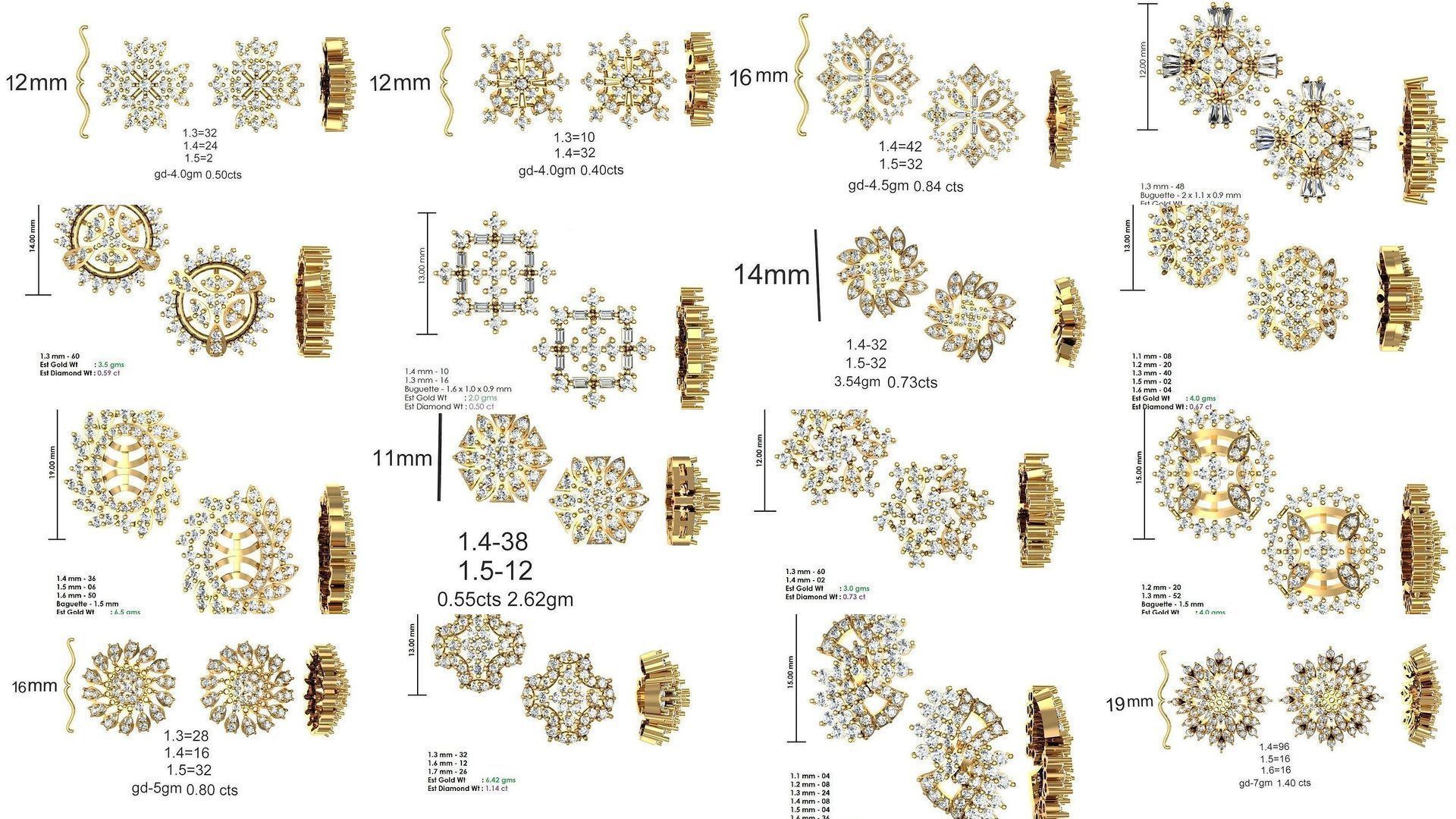 196 Women Earrings MTL MGX STL OBJ FBX Details Collection _19