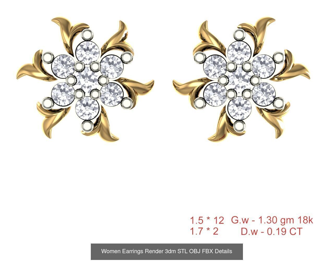 196 Women Earrings MTL MGX STL OBJ FBX Details Collection _41
