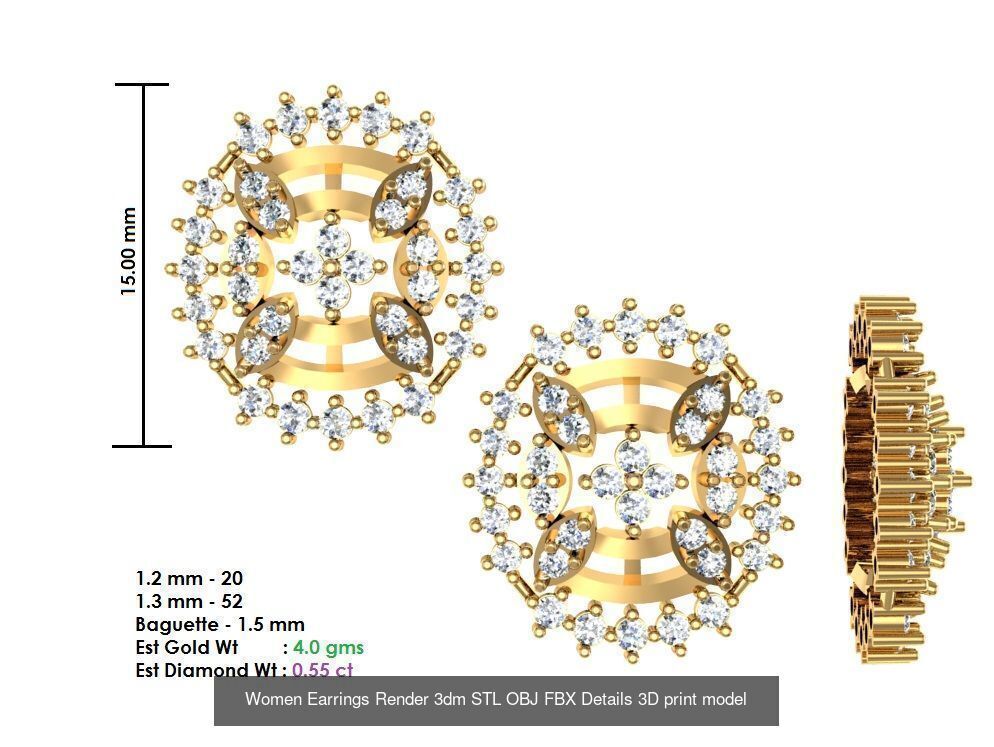 196 Women Earrings MTL MGX STL OBJ FBX Details Collection _195
