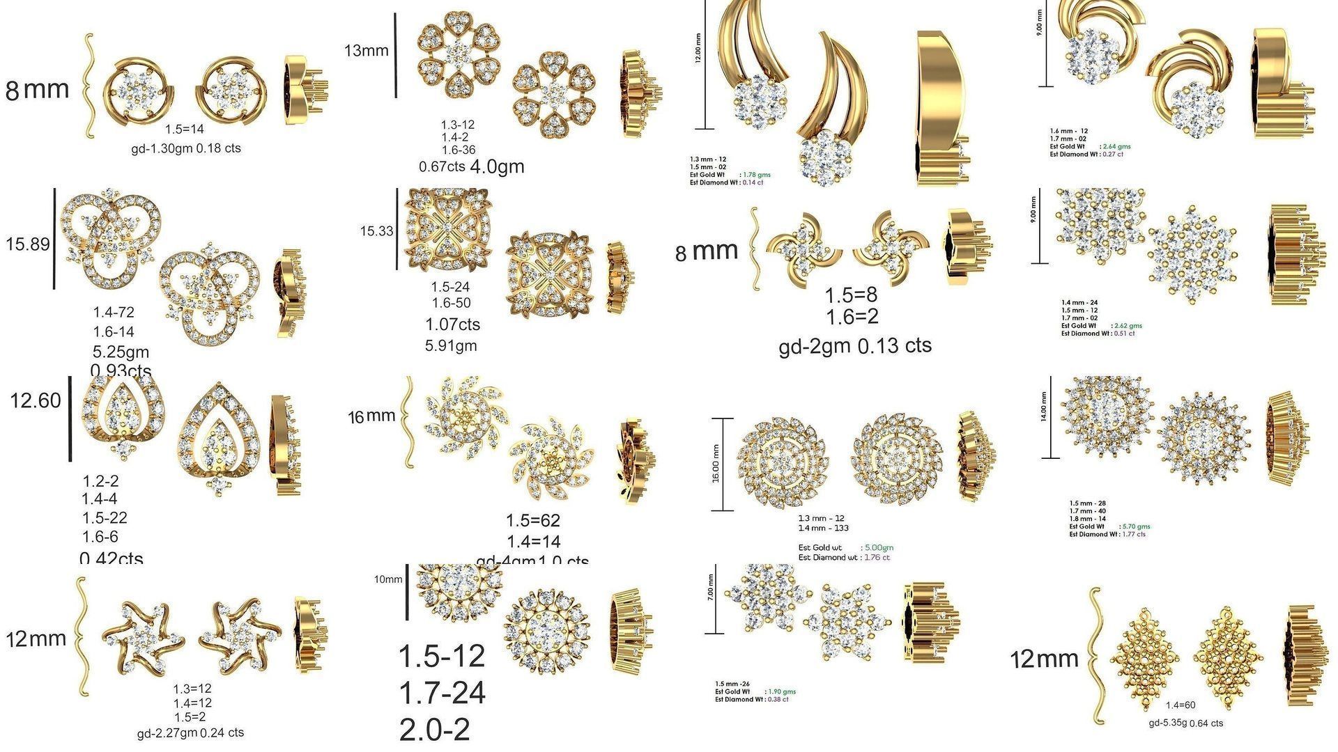 196 Women Earrings MTL MGX STL OBJ FBX Details Collection _11