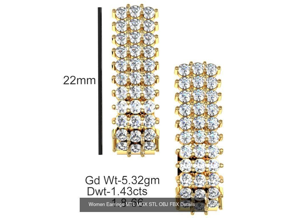 196 Women Earrings MTL MGX STL OBJ FBX Details Collection _72