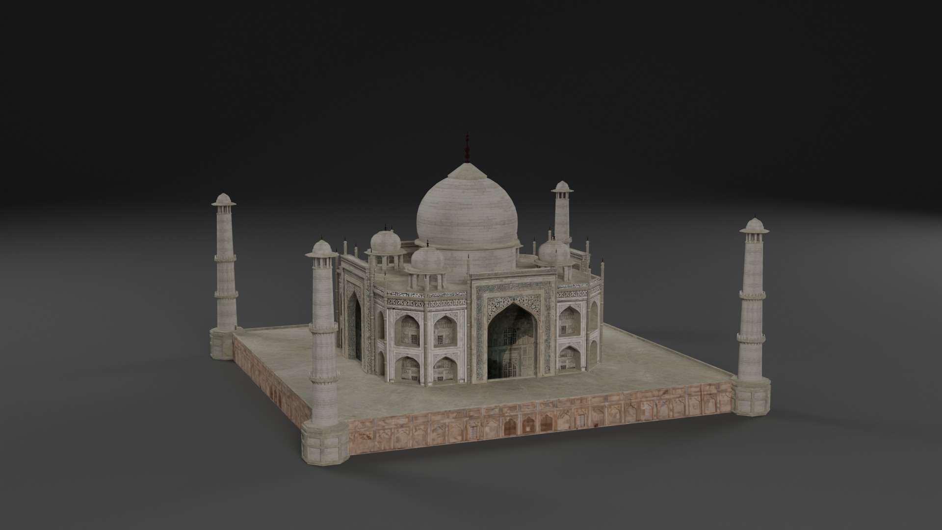 Low Poly Taj Mahal - India Low-poly 3D model_1