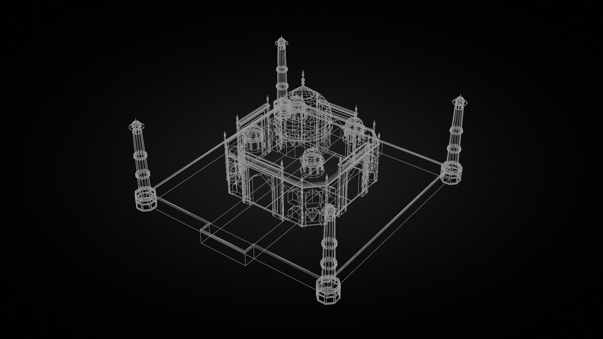 Low Poly Taj Mahal - India Low-poly 3D model_6