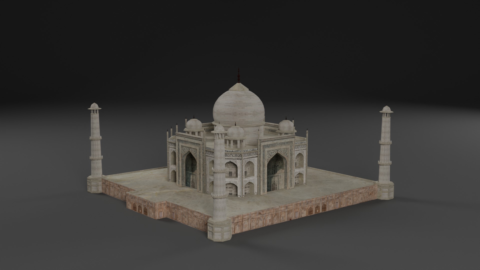 Low Poly Taj Mahal - India Low-poly 3D model_8
