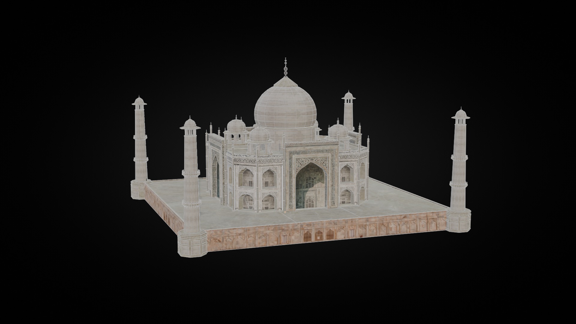 Low Poly Taj Mahal - India Low-poly 3D model_3