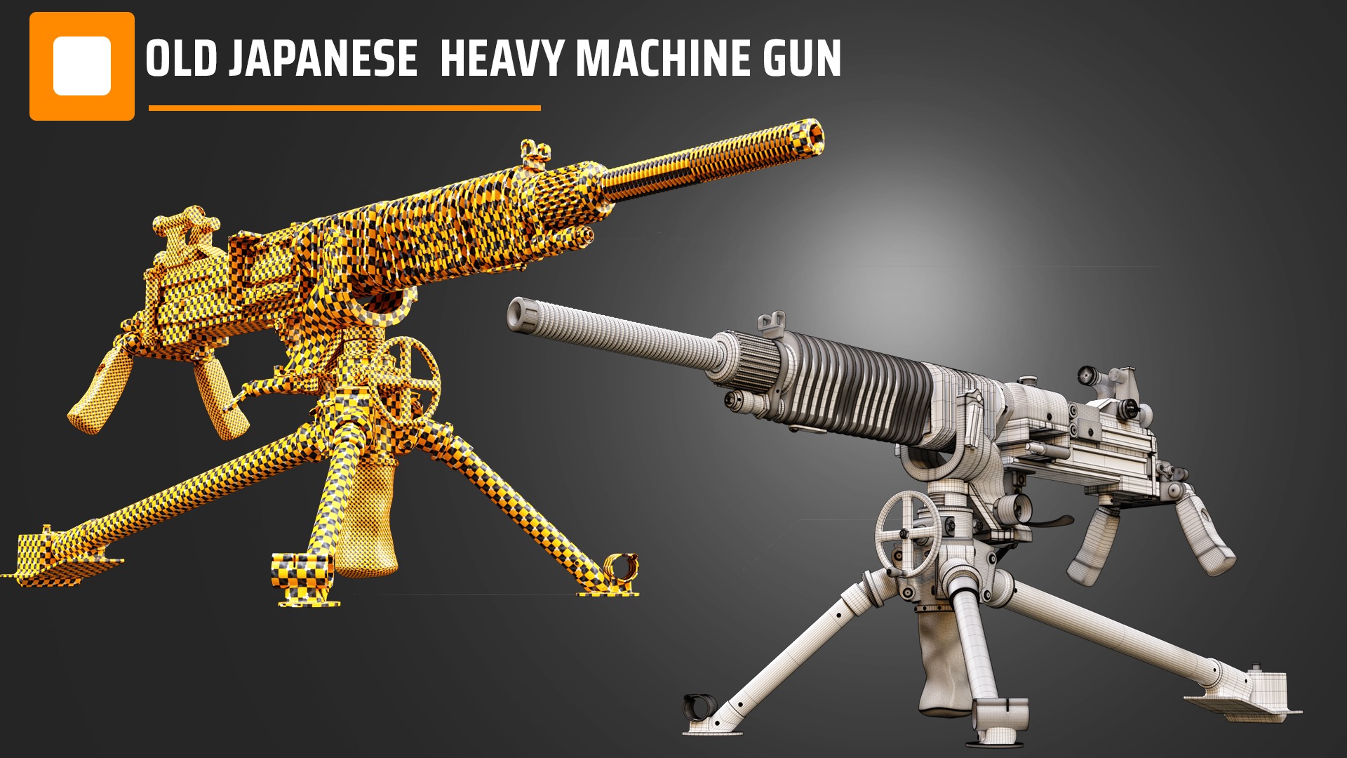 Old Japanese Heavy Machine Gun 3D model_6