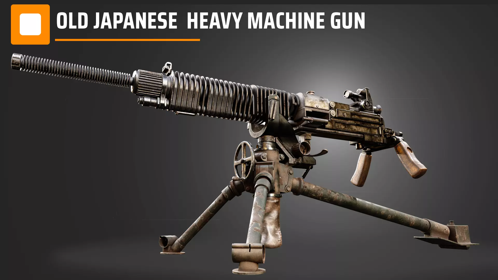 Old Japanese Heavy Machine Gun 3D model_0