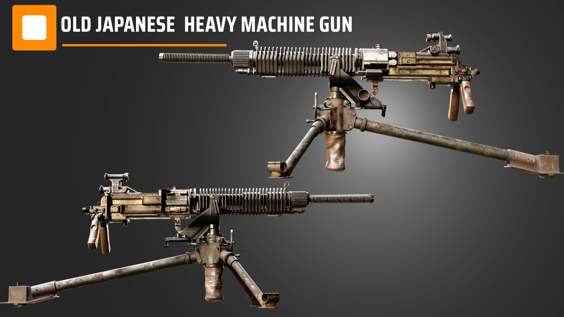 Old Japanese Heavy Machine Gun 3D model_5