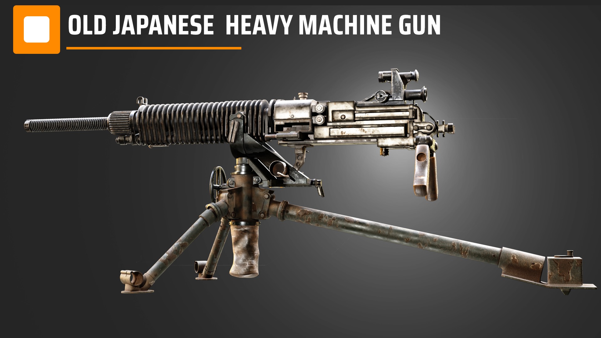 Old Japanese Heavy Machine Gun 3D model_2