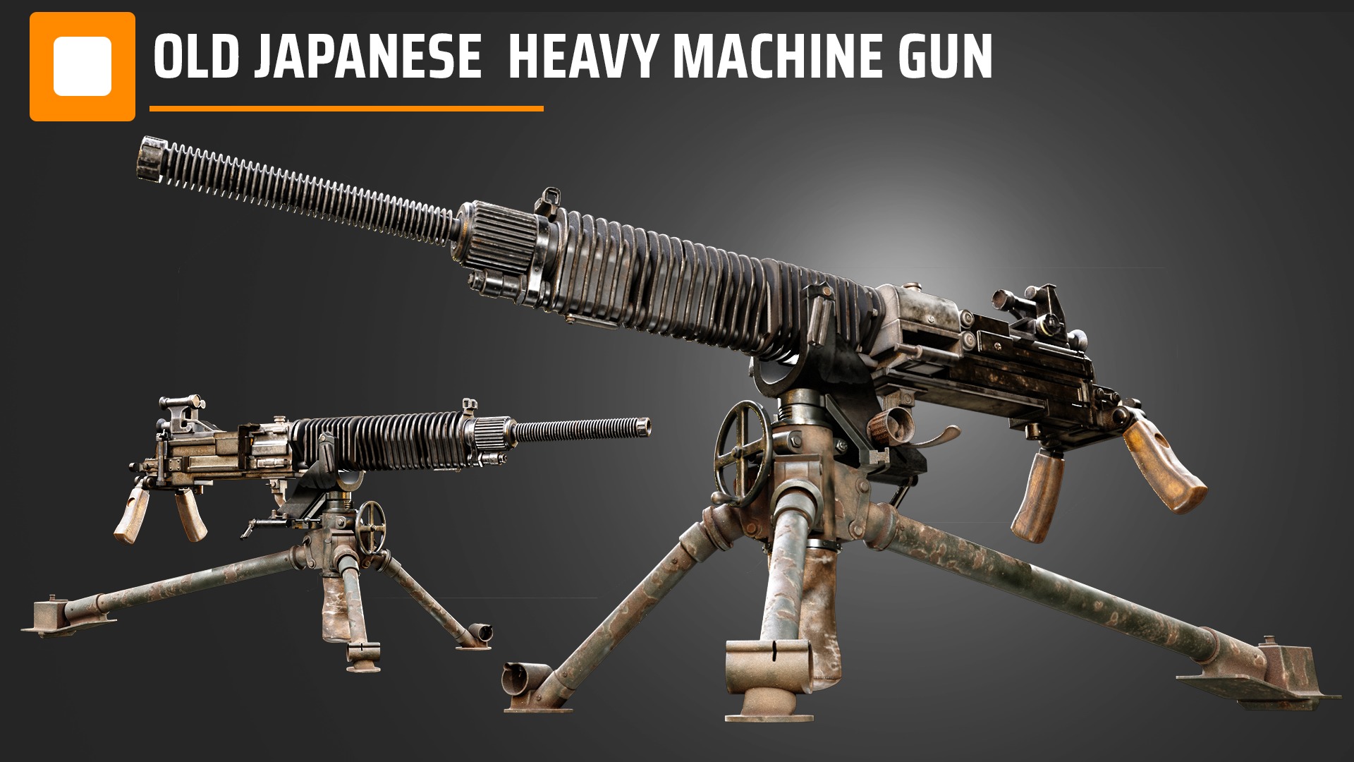 Old Japanese Heavy Machine Gun 3D model_1