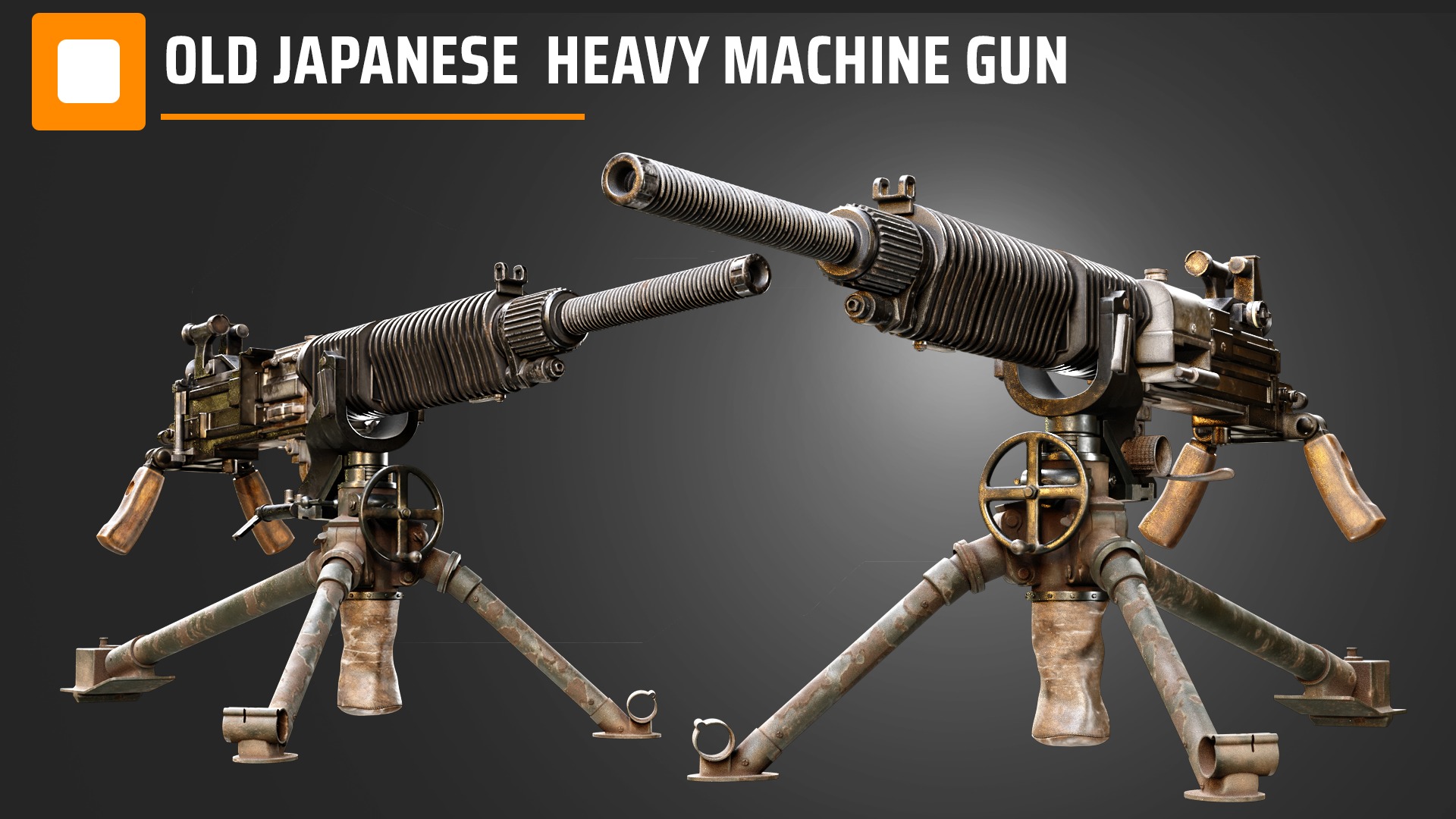 Old Japanese Heavy Machine Gun 3D model_3