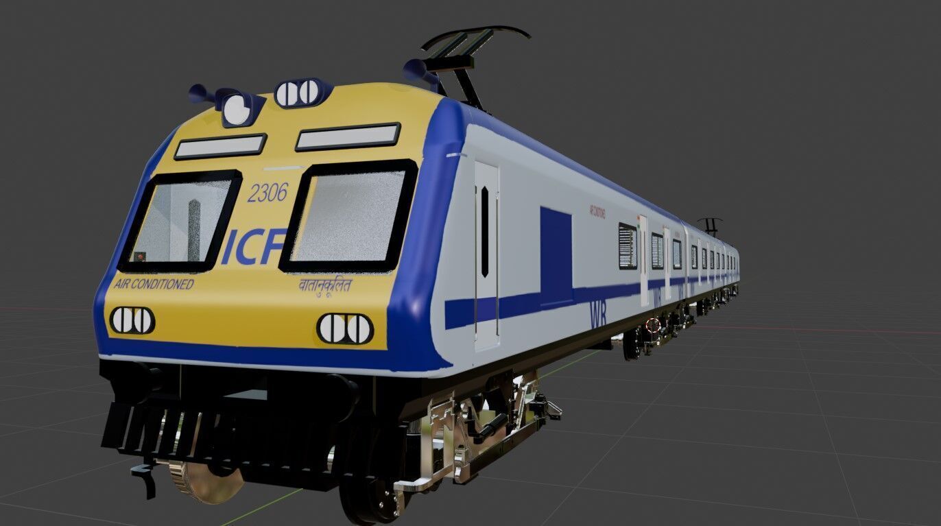 Mumbai AC Local Train Low-poly 3D model_1
