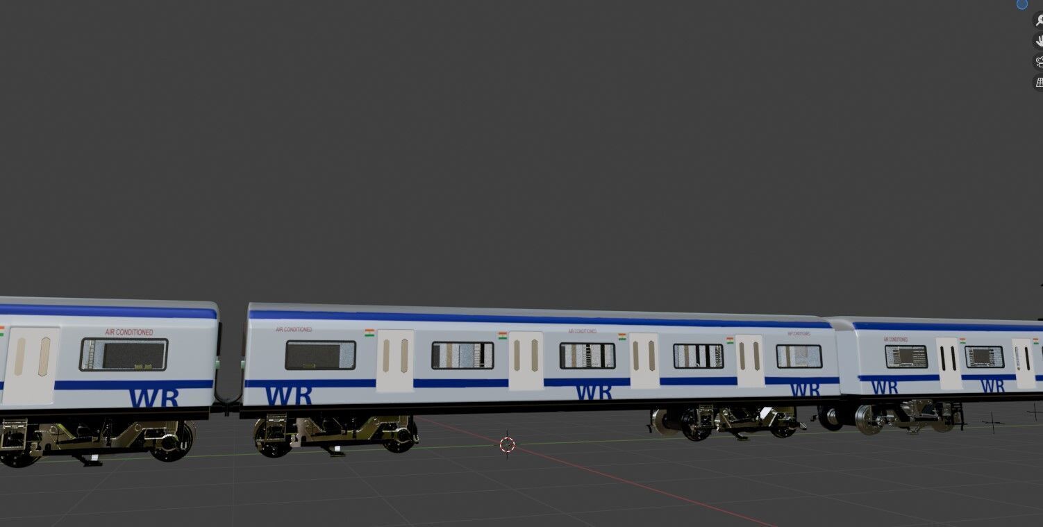 Mumbai AC Local Train Low-poly 3D model_3