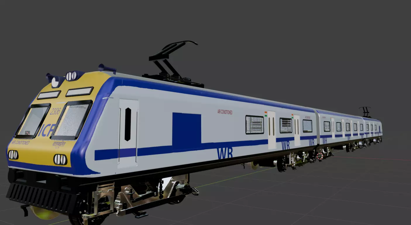 Mumbai AC Local Train Low-poly 3D model_0