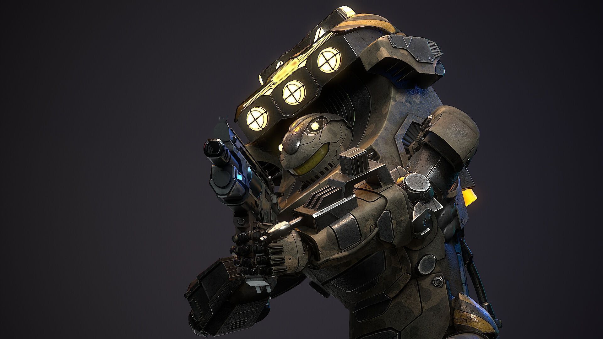 Robot Sci-fi Low-poly 3D model_10