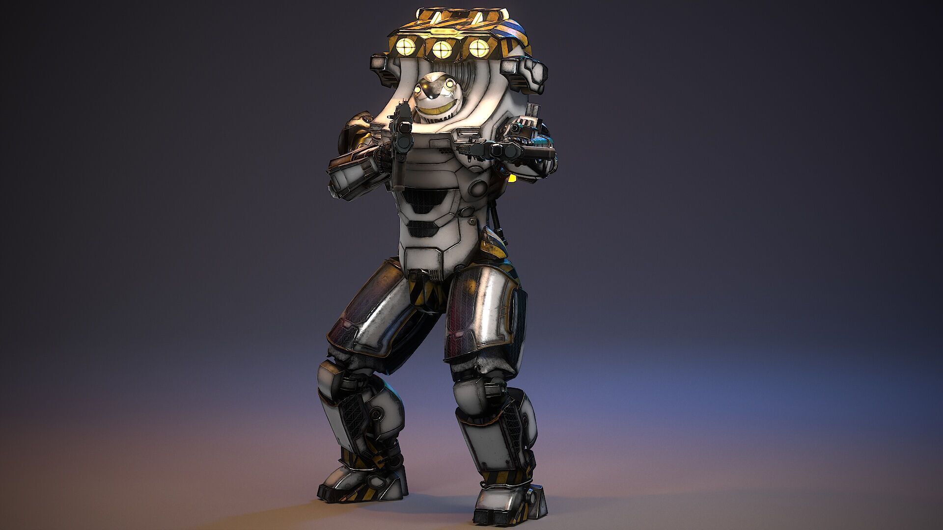 Robot Sci-fi Low-poly 3D model_3
