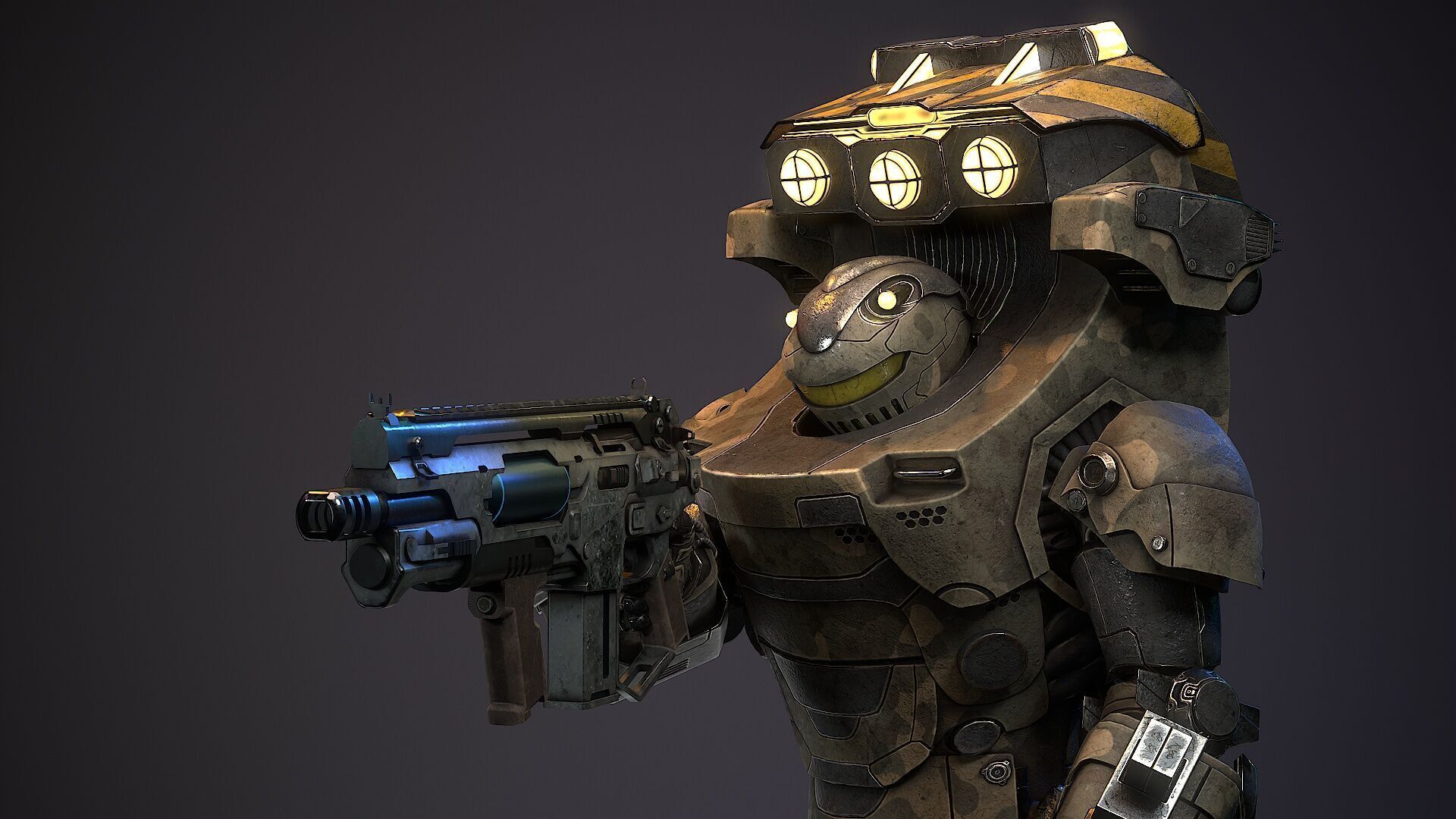 Robot Sci-fi Low-poly 3D model_11