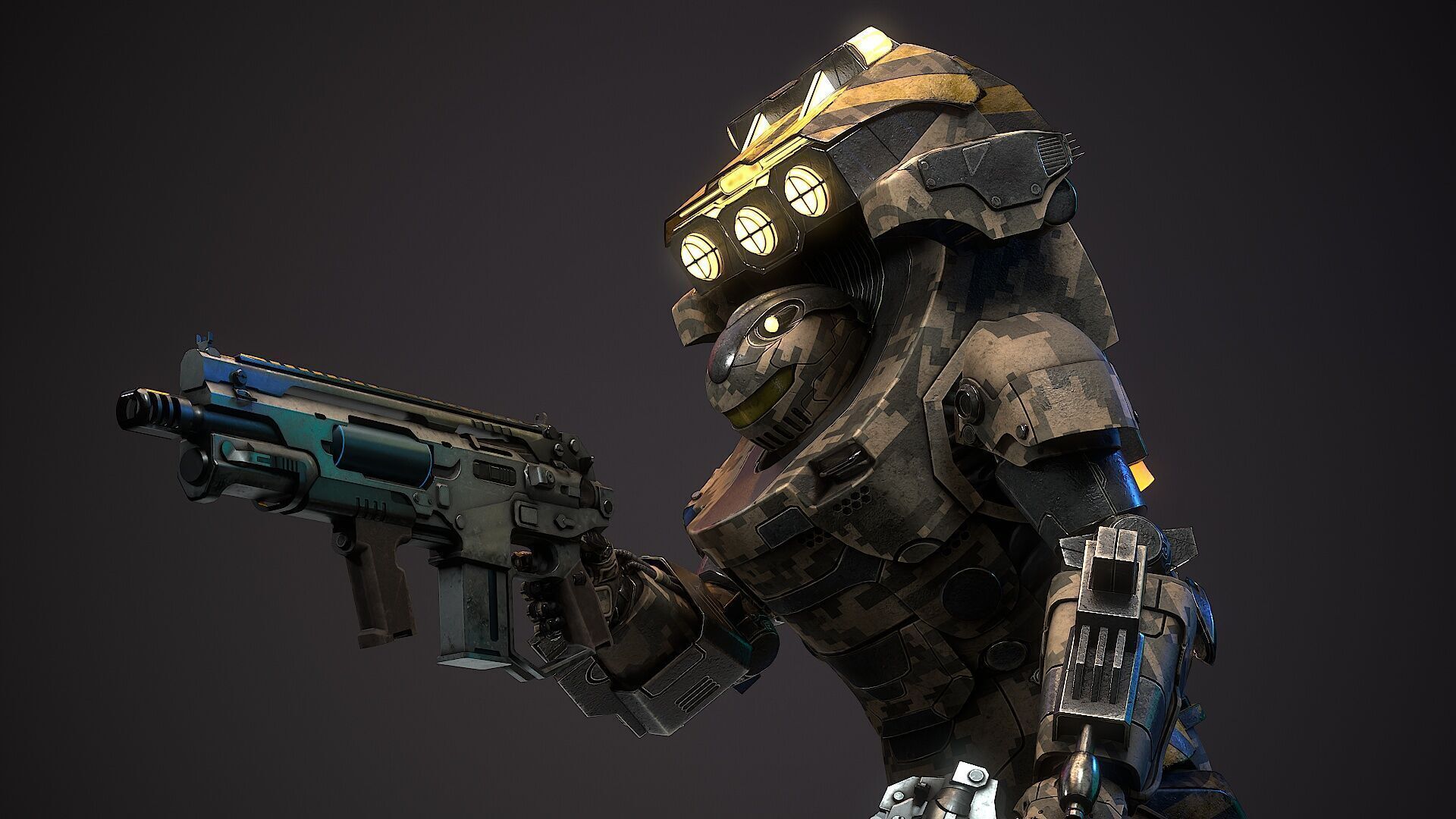 Robot Sci-fi Low-poly 3D model_9