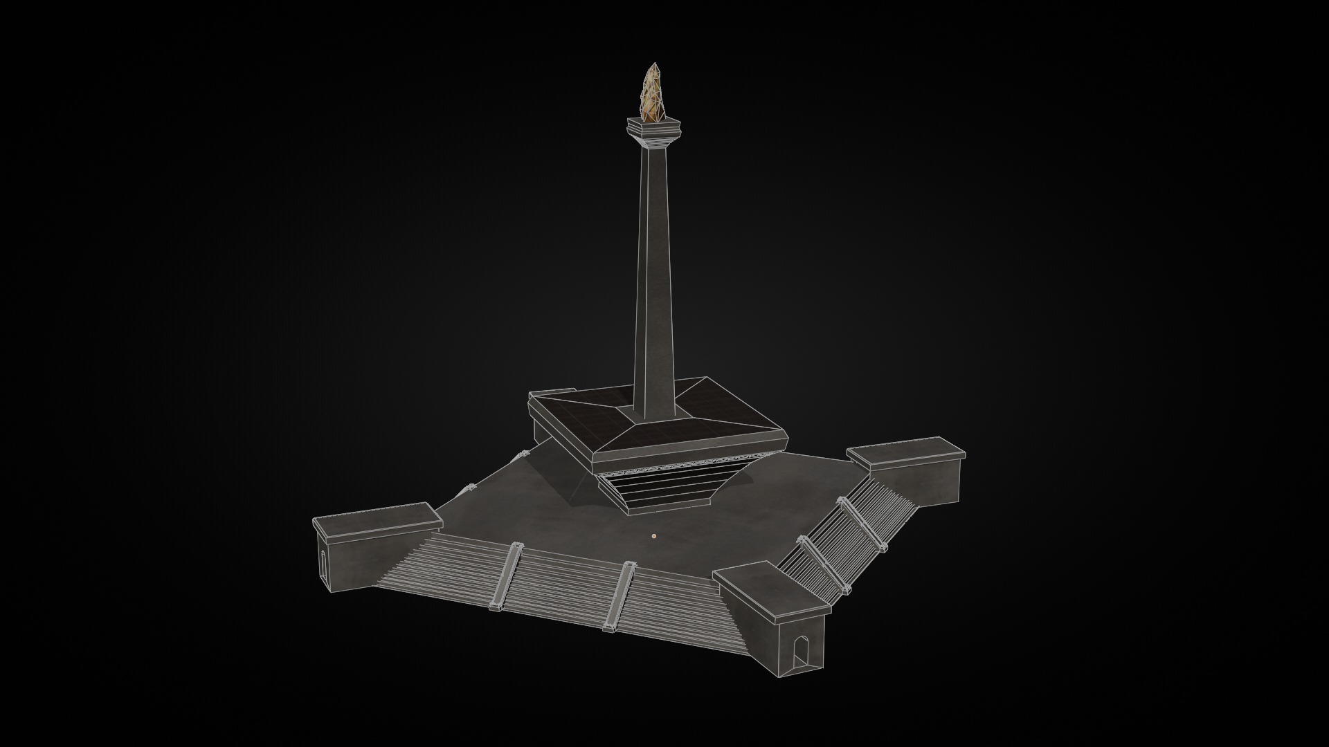 Low Poly Monas Monument - Indonesia Low-poly 3D model_4