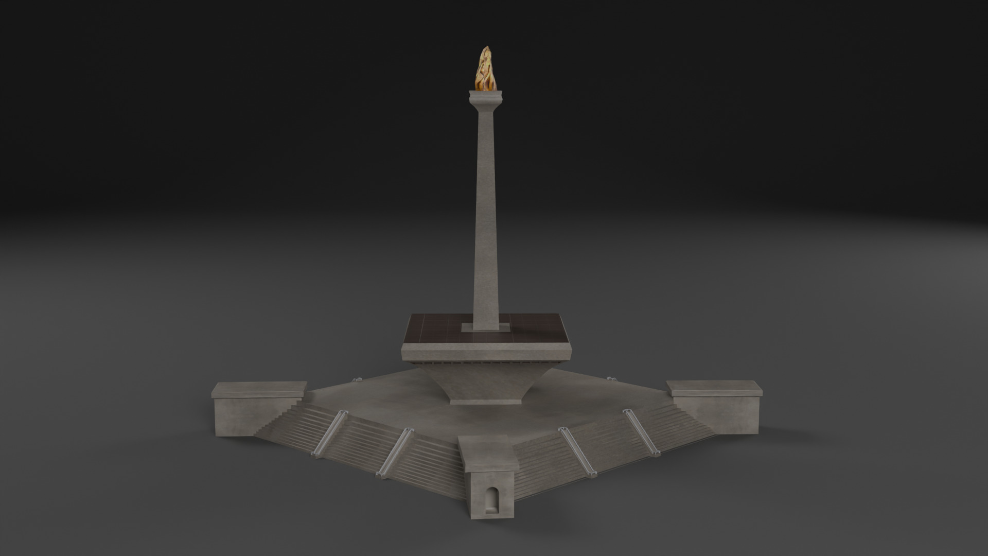 Low Poly Monas Monument - Indonesia Low-poly 3D model_5