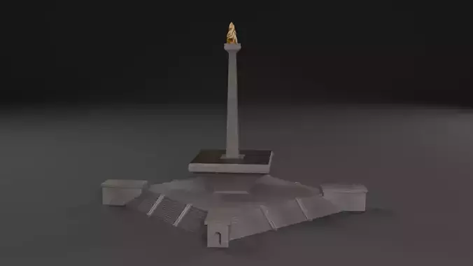 Low Poly Monas Monument - Indonesia Low-poly 3D model