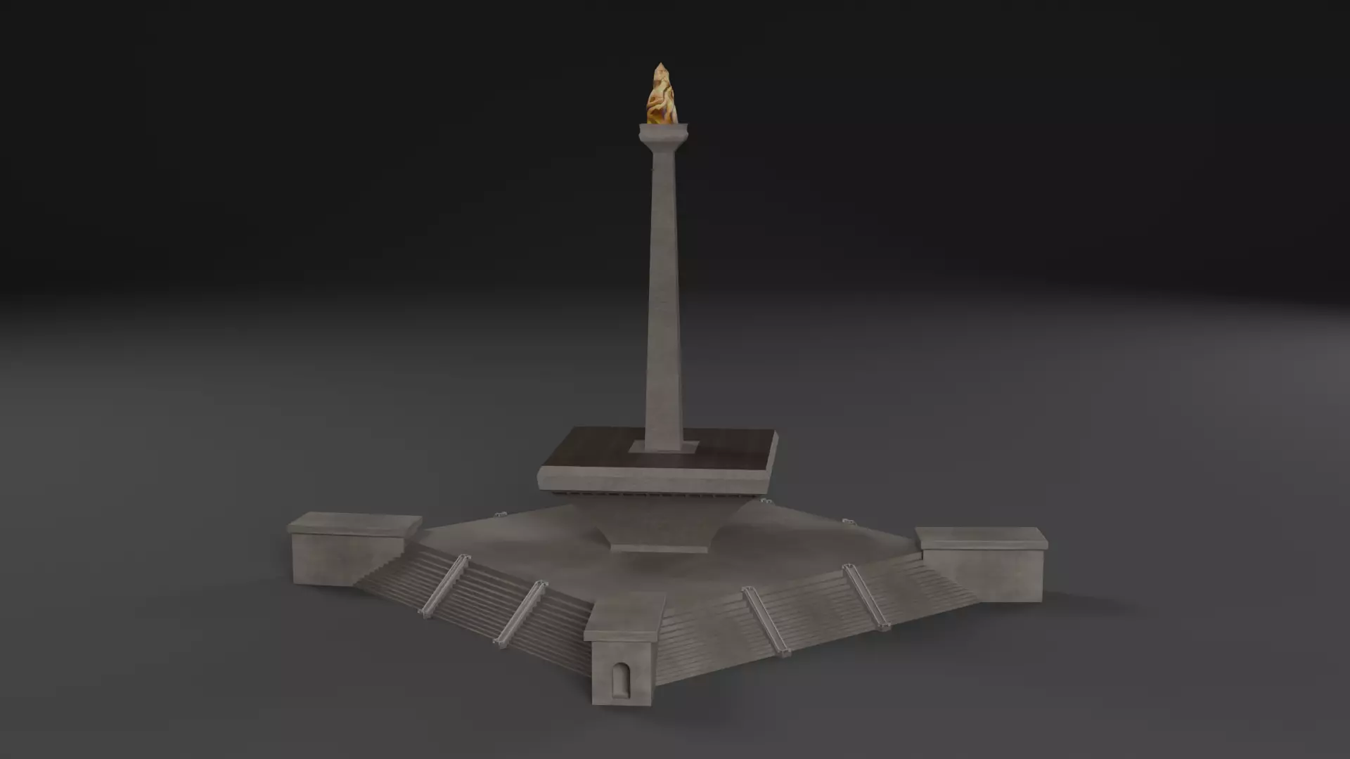 Low Poly Monas Monument - Indonesia Low-poly 3D model_0