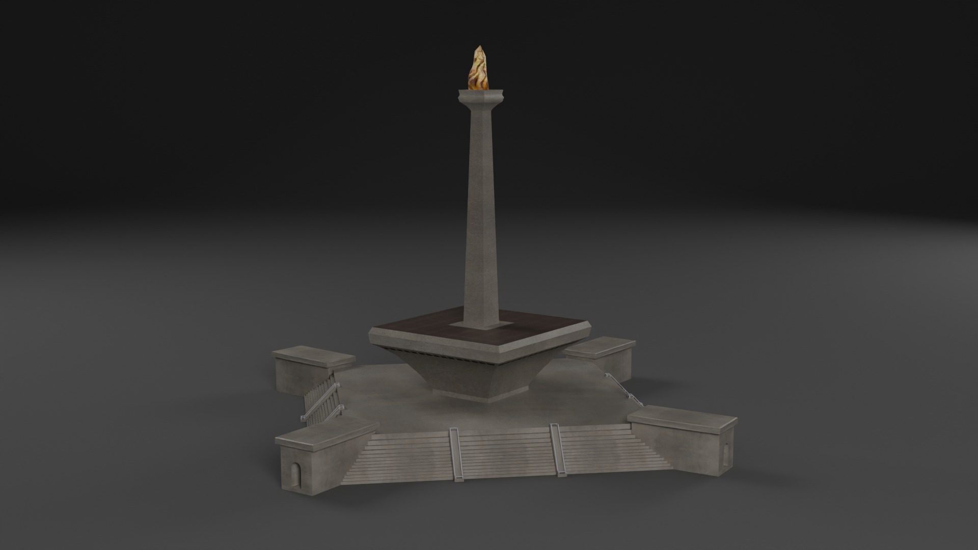 Low Poly Monas Monument - Indonesia Low-poly 3D model_6