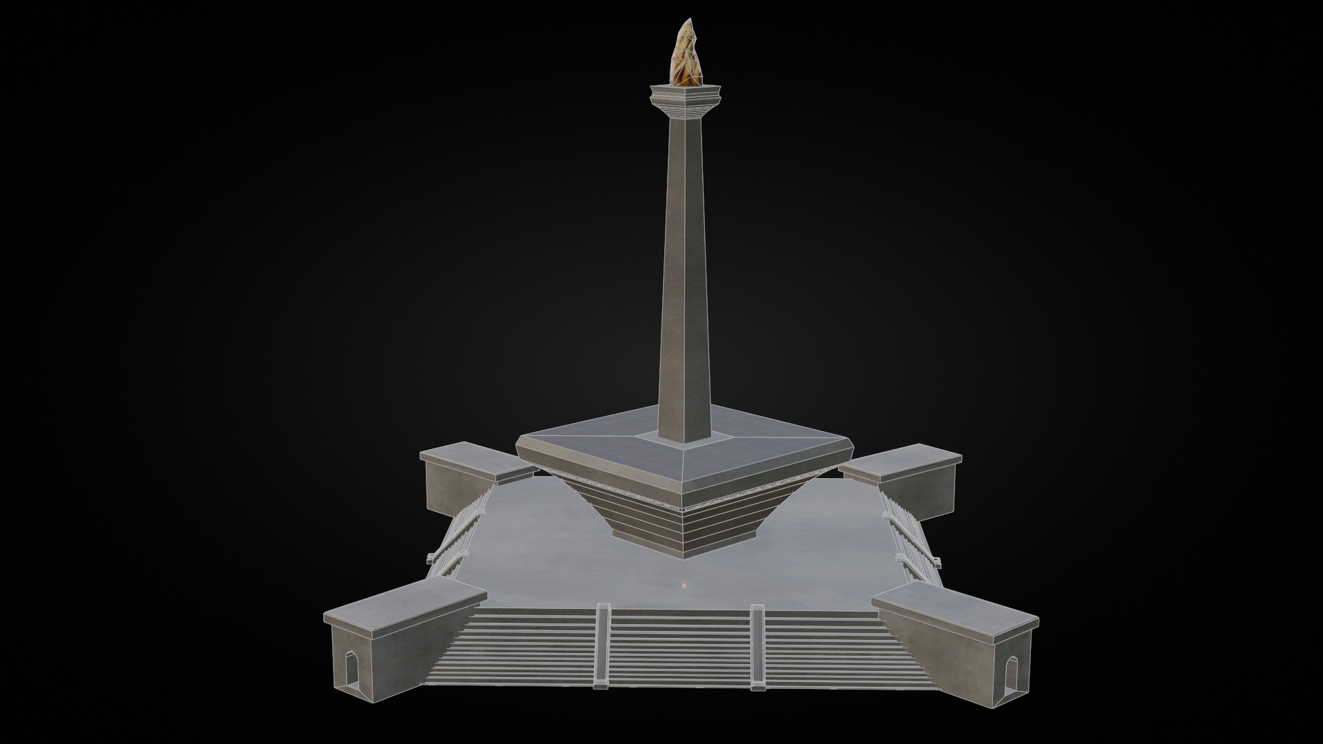 Low Poly Monas Monument - Indonesia Low-poly 3D model_2
