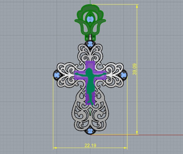 Pendant Cross N012736 3D print model_6