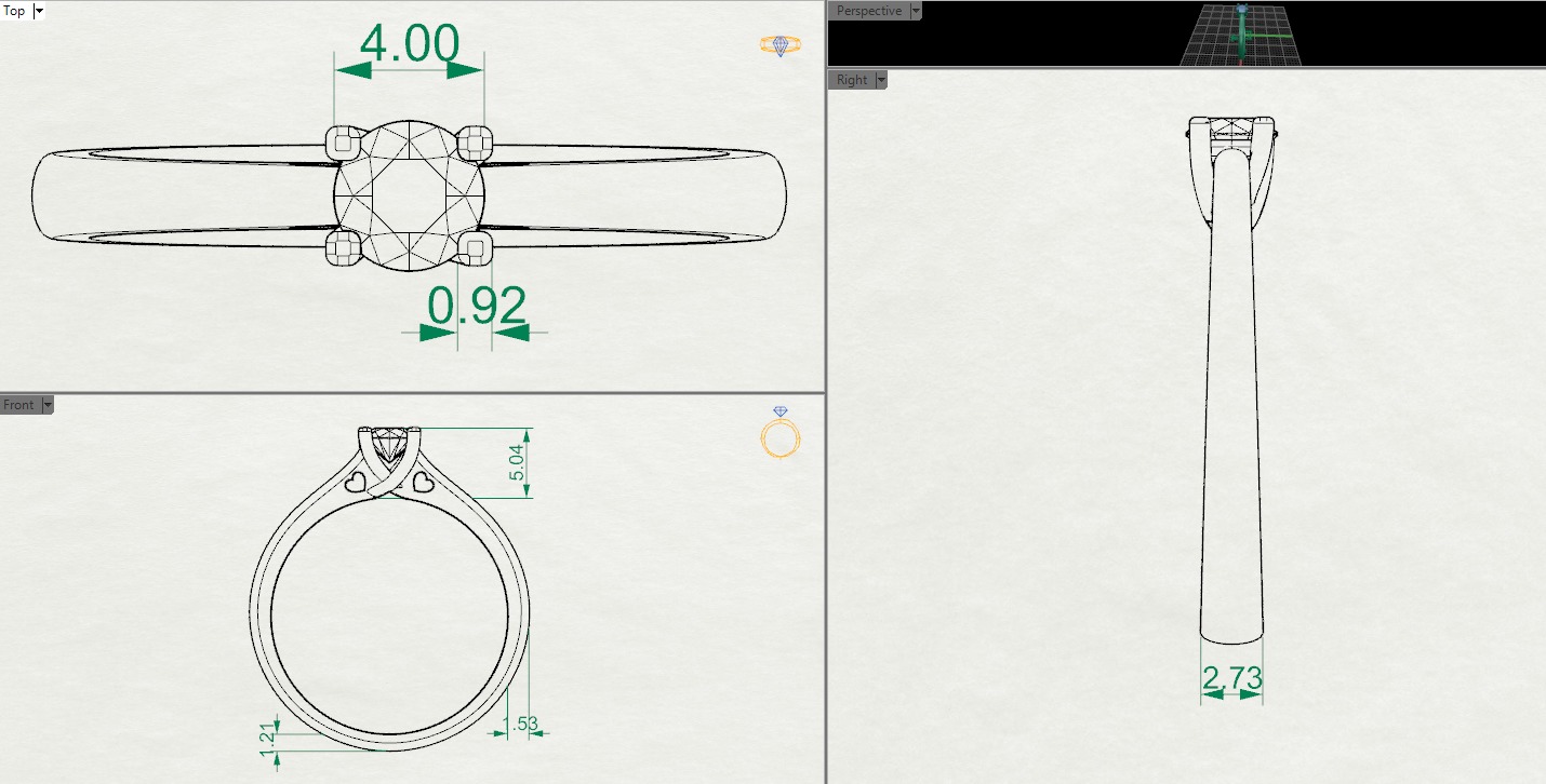 Engagement ring 3D print model_3