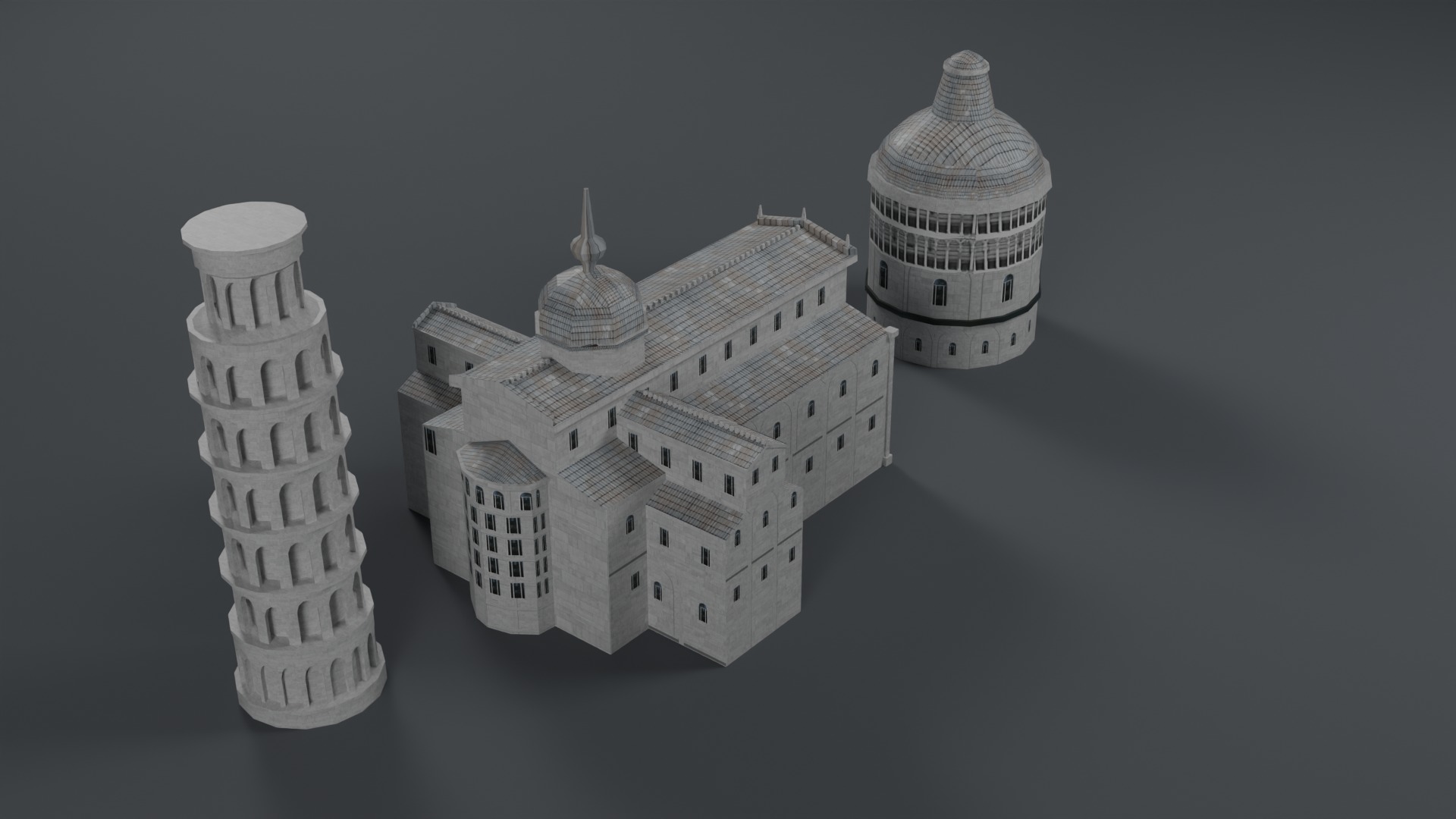 Low Poly Pisa Tower Low-poly 3D model_6