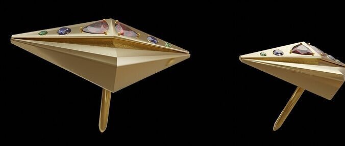 Simple V-shaped smiling golden earring 3D model