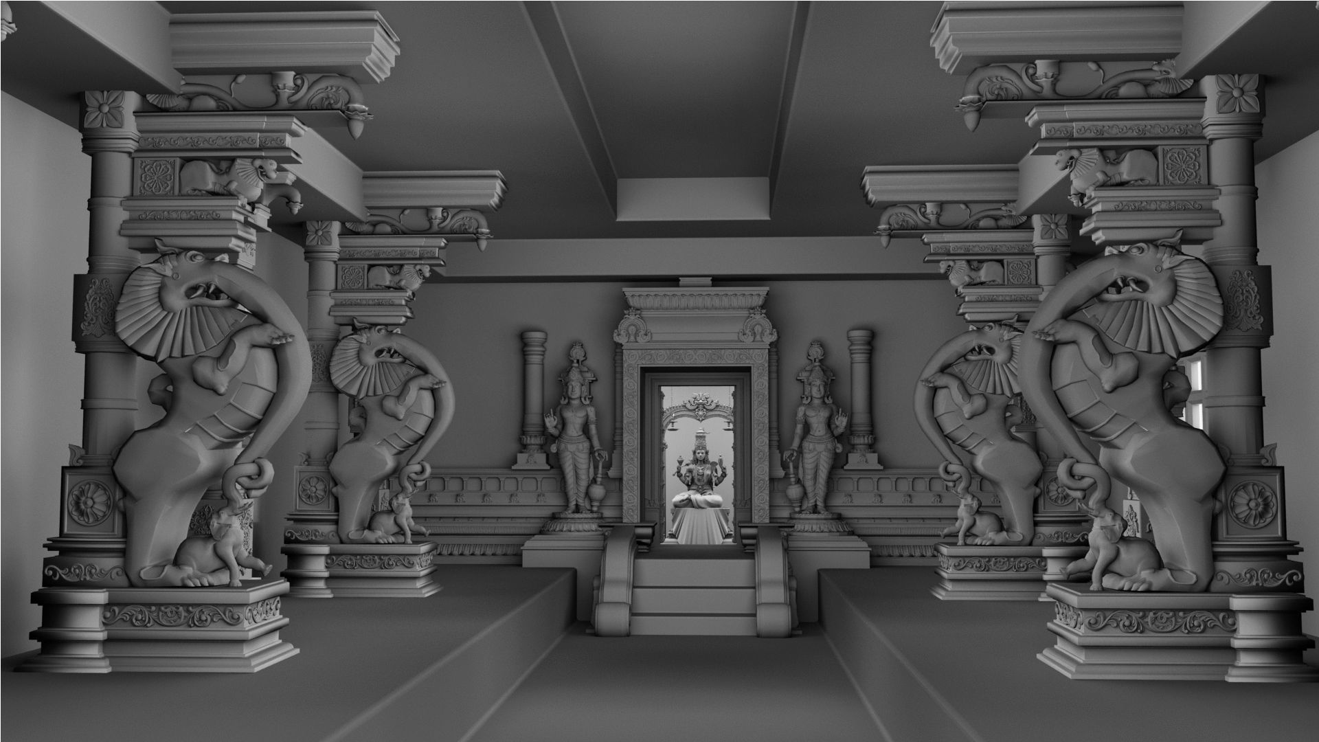 kamatchi amman temple interior 3D model_6