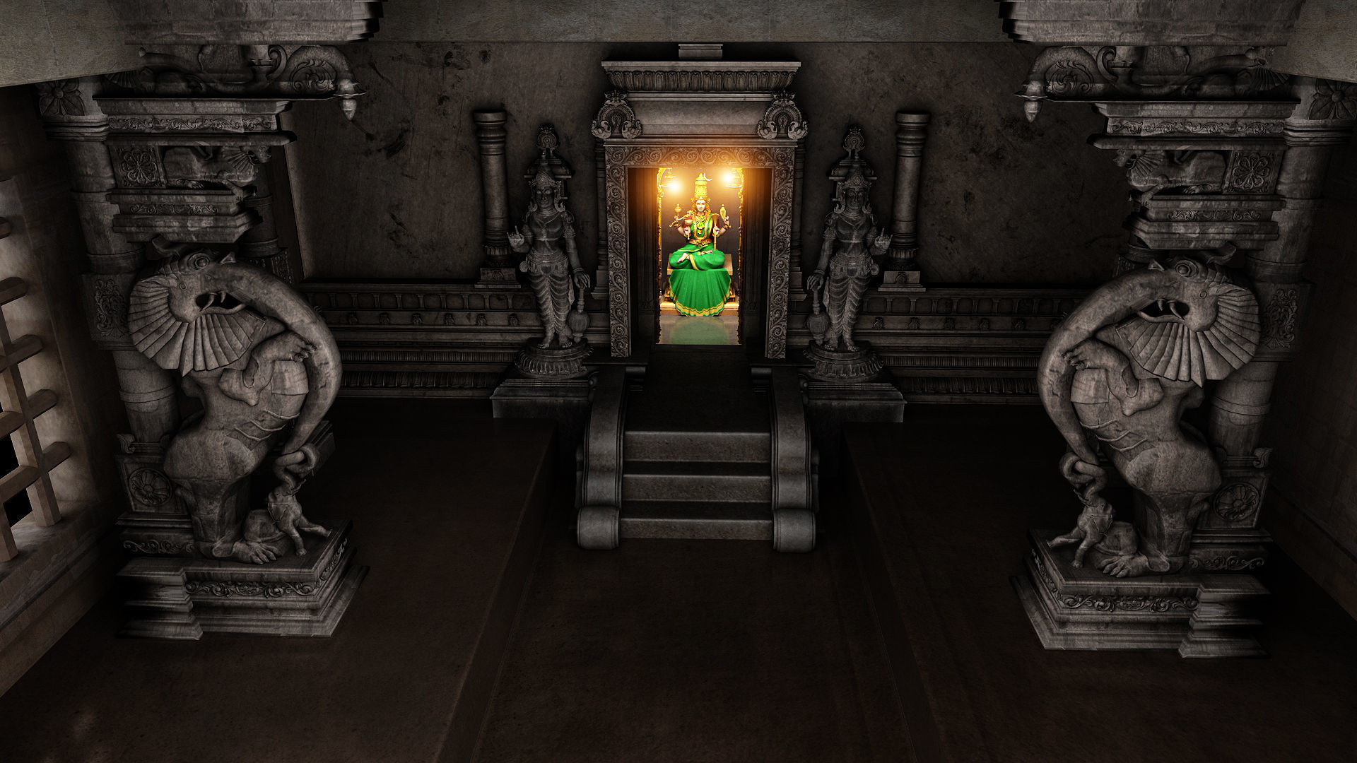kamatchi amman temple interior 3D model_2