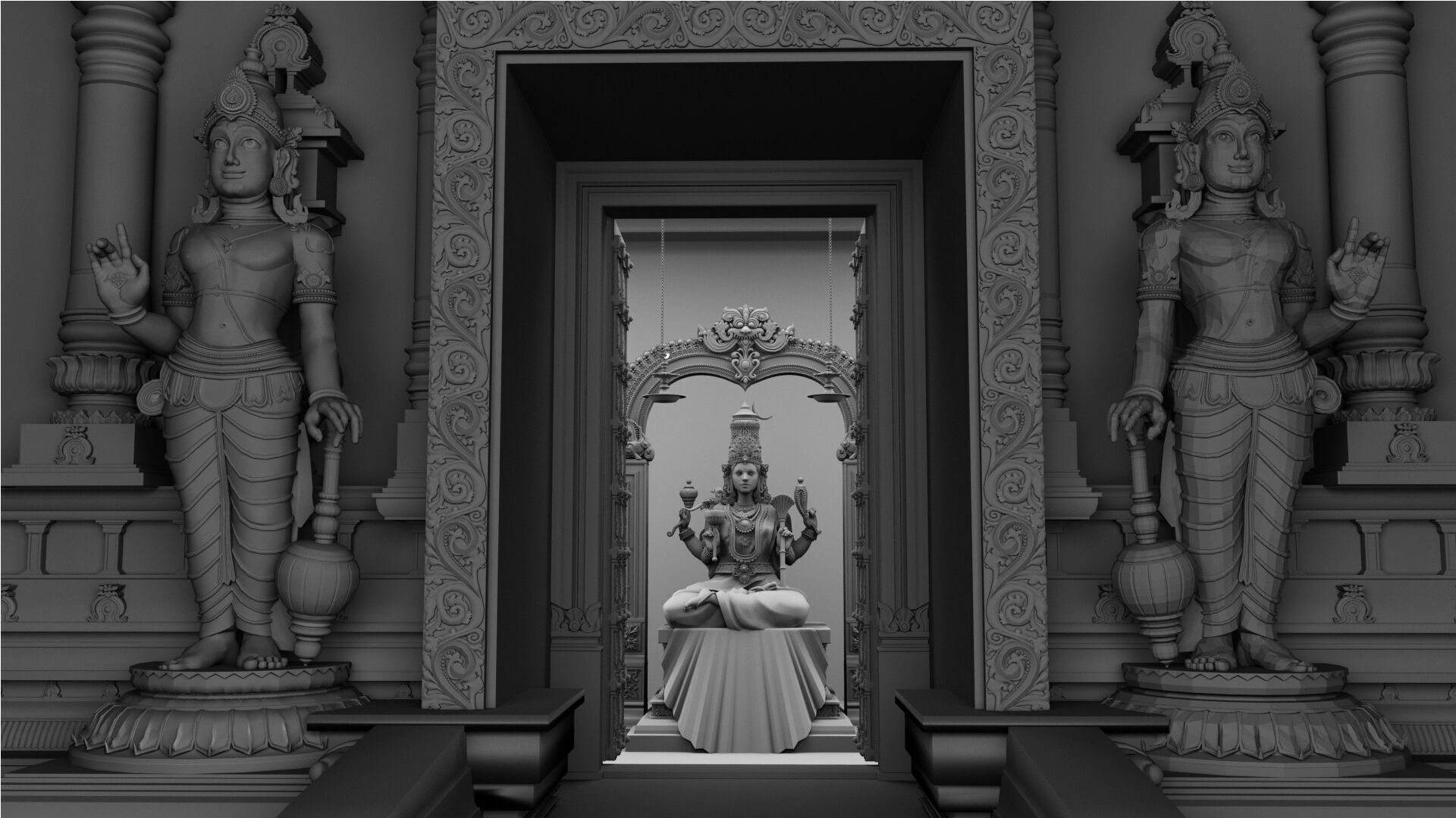 kamatchi amman temple interior 3D model_7