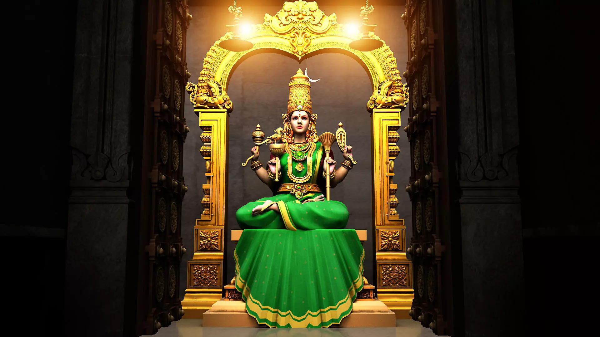 kamatchi amman temple interior 3D model_0