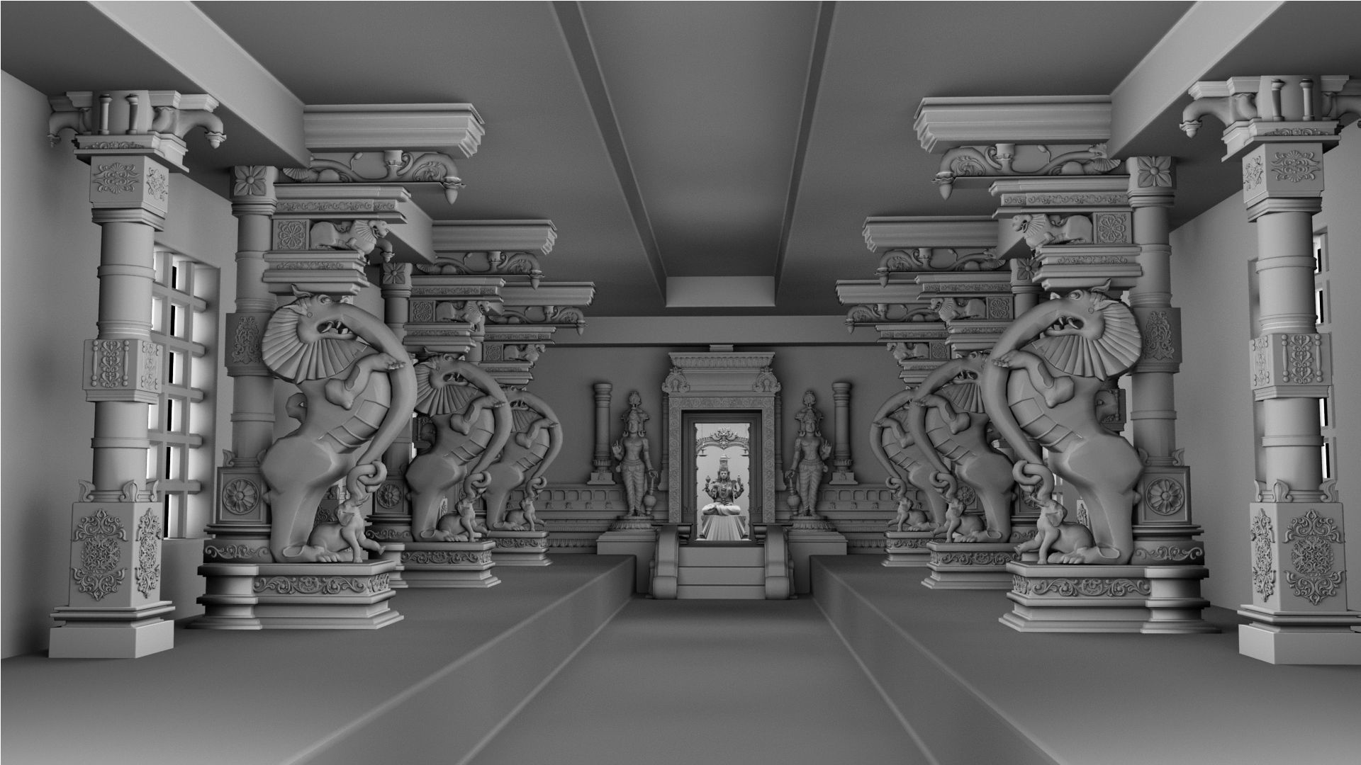 kamatchi amman temple interior 3D model_8