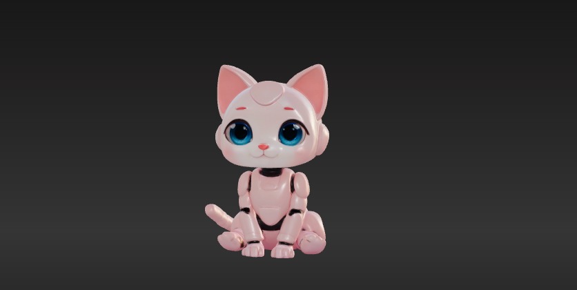 Robot Cat 3D Model - Game Ready - Low poly Low-poly 3D model_2