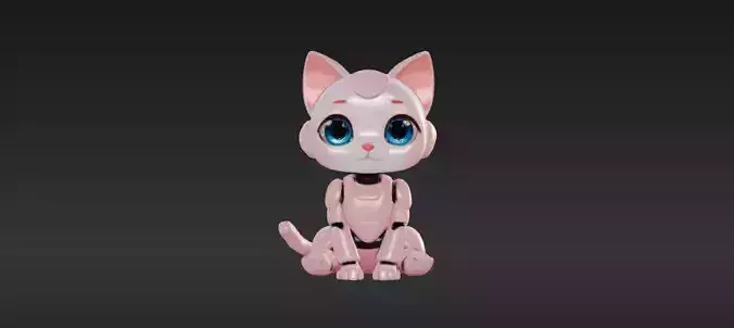 Robot Cat 3D Model - Game Ready - Low poly Low-poly 3D model