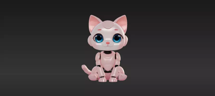 Robot Cat 3D Model - Game Ready - Low poly Low-poly 3D model_0