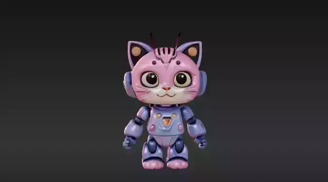 Robot Cat 3D Model - Game Ready - Low poly Low-poly 3D model